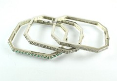 Natural Rosecut Diamond Emerald 925 Sterling Silver Bangle Jewelry