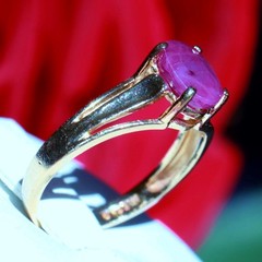 10k yellow gold sz 4.5 ring 0.80ct natural, treated ruby solitaire 1.47gr Nissko