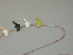 Vintage Native American Carved Gemstone Dolphin Fetish Necklace 29.75”