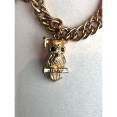 Monet Charm Bracelet Women OS Gold Excellent Vintage 1960s Plated Chunky Signed
