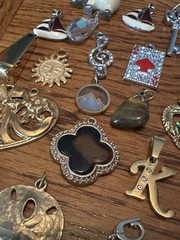 Vintage To Modern 40 Charms Lot Enamel Rhinestones Cameos Hearts Ace Flamingo