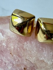 Vintage 1980’s ERWIN PEARL Chunky Gold Tone 3D PYRAMID Studs, Clip-On Backs