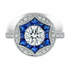 2Ct Art Deco Style Lab Created Diamond Engagement Wedding 14K White Gold FN Ring