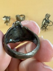 Vintage Solid Brass Handmade Animal Rings Frog Lion Cat & Turtle Artisan Art Lot