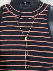 Vintage Zipper Lariat Gold Tone Necklace Adjustable