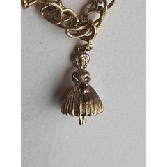 Monet Charm Bracelet Women OS Gold Excellent Vintage 1960s Plated Chunky Signed
