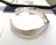 VINTAGE SC SAUSALITO CRAFTWORKS #2G SILVER RHODIUM PLATED WAVE CUFF BRACELET