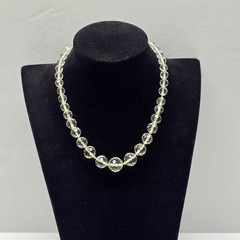 Vintage Graduated Faceted Rock Crystal Quartz Hand Strung Necklace 15″
