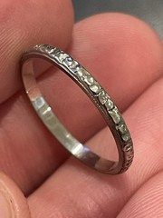 1920s Art Deco 18K Solid White Gold Fancy Engraved Wedding Band Fancy! 1.3GR!
