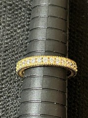 925 Sterling Silver Gold Vermeil CZ Sparkly Eternity Band Ring 3mm Size 6.75