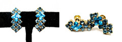 10 Pairs Vintage Fx Turquoise Rhinestone Crystal Screw Back Earrings Lot 925