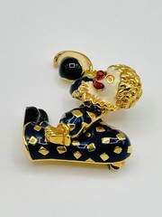 Vintage Jomaz Clown Brooch Pin Signed Whimsical Rare Collectible REPAIR