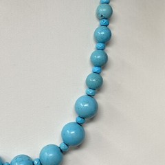 Dyed Howlite Stone Necklace Turquoise Color Graduating Beads Chakra Artisan 18″