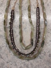 3 Strand Goldtone Faux Jade Necklace 22″, 20″ & 18″