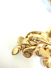 KRAMER NY Gold Tone Half Circle Clear Rhinestone Bracelet, Brooch & Earring Set