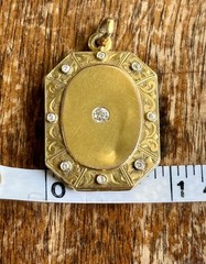 Antique Vintage Victorian 14k 15k Gold Locket Diamonds Monogrammed *As Is* 10 g