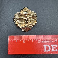 Vintage 1980’s NAPIER Gold Tone Cherub Angel Gold Tone Signed Scarf Ring