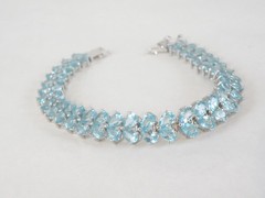Vintage Sterling Silver 925 Natural Madagascar Blue Apatite Tennis Bracelet 7.5″