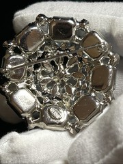 Vintage WEISS Blue Rhinestone Brooch & Clip Earrings Married Set Signed 1950s