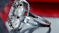 925 silver 7.40gr ring 0.65ct natural white & lab-grown black diamond sz 8.25