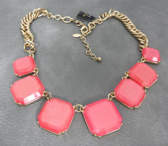Traci Lynn Collette Necklace Anna Wintour Watermelon Red Pink Pearlescent Square