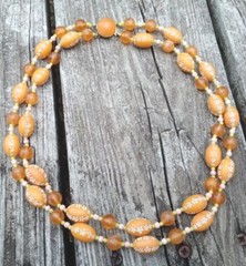 VTG 1960’s Costume Necklace 2 Strand Floral Beaded Metal Safety Latch Hong Kong
