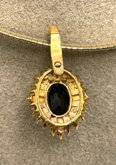 VTG 90’s Gold-tone Omega collar Black rhinestone pendant Statement