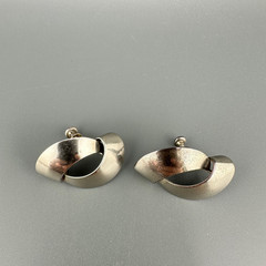 Vintage Sterling Silver Modernist Earrings Abstract Sculptural Screw Back MCM