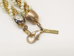 Casual Corner Rope Chain Necklace Earrings Set Gold Tone Faux Pearl VTG D2569