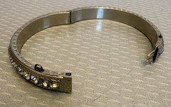 1920s Art Deco Rhinestone Hinged Bangle Signed ALLCO Square Cut Channel Set 7″