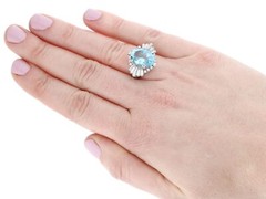 Vintage 1990s 7.75Ct Aquamarine and 1.65Ct Diamond Platinum Cocktail Ring