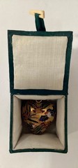 Gold Tone Metal Cloisonne Enamel Puffy Heart Shaped Pendant or Ornament With Box