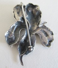 VINTAGE 3D STERLING IRIS FLOWER BROOCH, 2 INCHES, 10 GRAMS