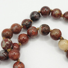 Jasper Stone Varied Brown Hues Hand Knotted Beaded Over the Head Necklace 30 In