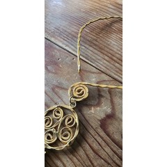 Vintage 70s Gold Necklace Spiral Disc Cascade Ancient Greek Style