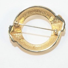 Vtg Signed Avon Gold Tone Metal Circle Rhinestones 100 yr Anniversary Brooch Pin