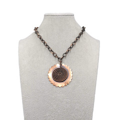 Vintage Copper Brutalist Pendant Necklace Statement 16″ MCM