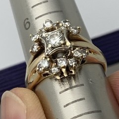 Vintage 14k Solid Yellow Gold .90ct Natural European Cut Diamond Ring