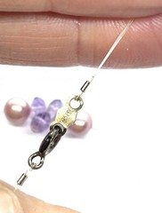 Vintage Sterling Silver Pink Creamy Pearl & Faceted Lilac Crystal Necklace 16”