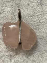 Vintage Fetish Carved Polished Buffalo Pendant Pink Rose Quartz