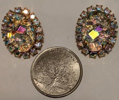 Vintage Juliana D&E Aurora Borealis Geode Brooch & Clip Earrings Set – Stunning!