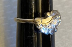 estate 14K White Gold Diamond Ring 50s MCM Swirl Natural 5-Stone .25ct size 7.5