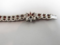 MICHELLE ALBALA 925 Sterling Silver Almandine Garnet Floral Tennis Bracelet 7″