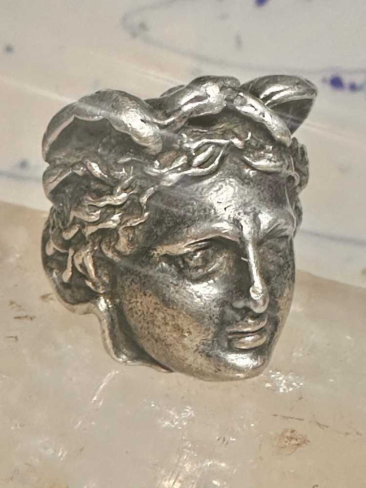 Face ring Mercury Greco Roman Classical face band size 7.50 sterling silver wome