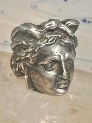 Face ring Mercury Greco Roman Classical face band size 7.50 sterling silver wome