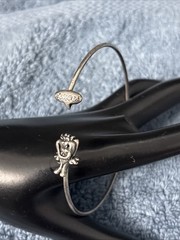 Vintage Sterling Silver Bangle Bracelet Cartoon Creature Laughing 9g 10” READ￼
