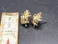 Vintage Gold Tone Rhinestone Bug Insect Stud Earrings