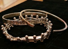 Lot of 3 Vintage Sterling Silver 925 Bracelets Bangle Cuff Studded Links 65g B86