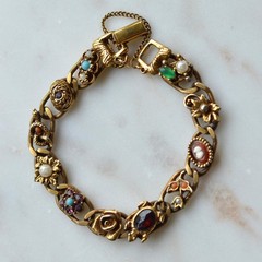 Vintage Signed Goldette N.Y. Victorian Revival Slide Bracelet