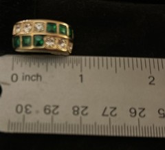 SAL Swarovski Pierced Earrings With White And Green Rhinestones